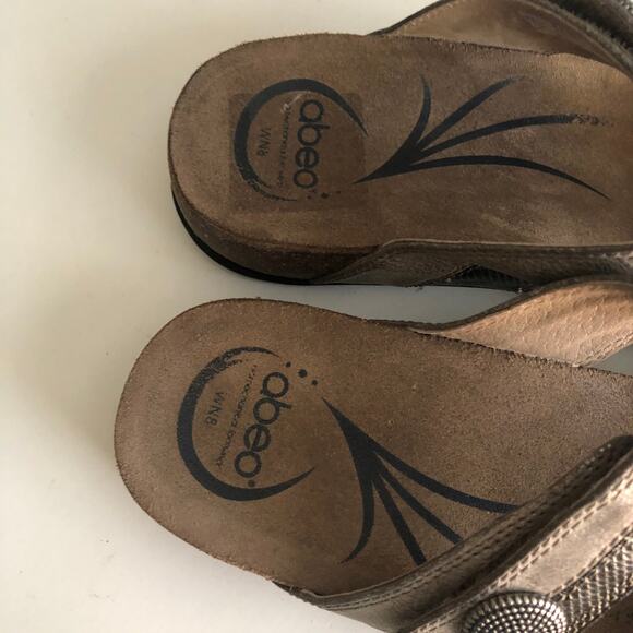 Abeo 'Barbara' Women's 8 NARROW Pewter Comfort Sandal Cork Footbed Walking - Picture 4 of 9